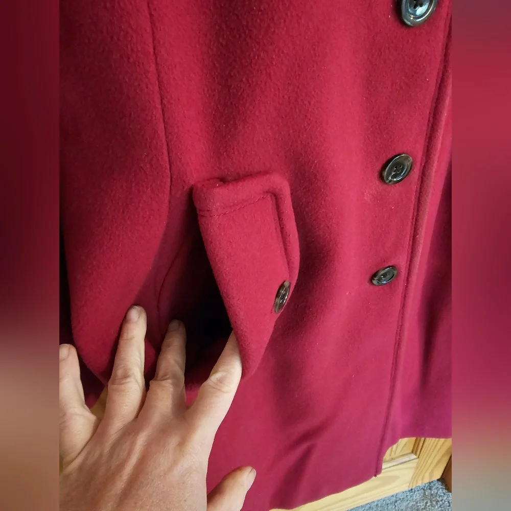 Land's End - pink raspberry wool cashmere coat, size 14 - Picture 2 of 8